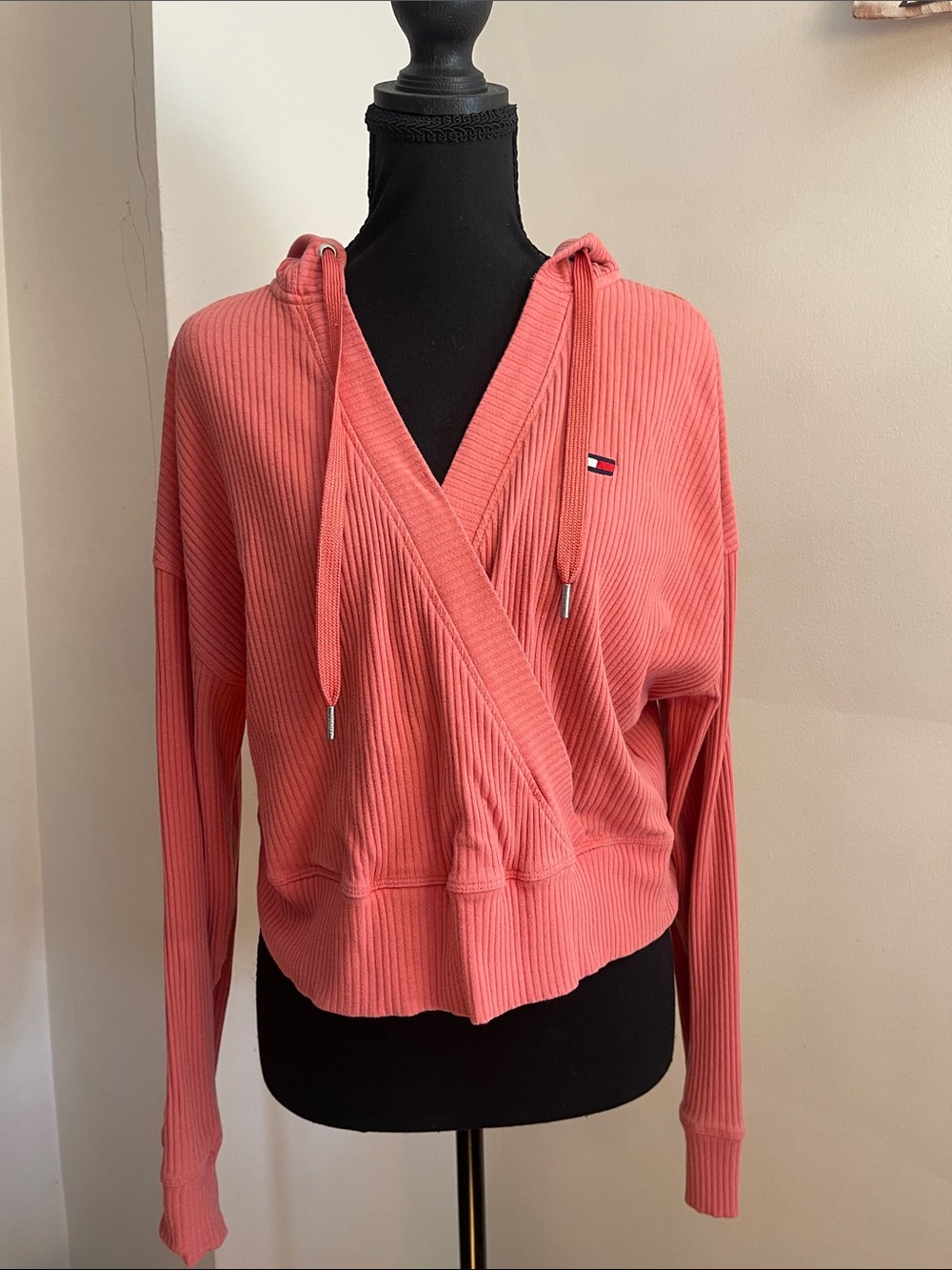 Tommy Hilfiger Coral Ribbed Wrap Hoodie